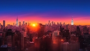 Wallpaper Love morning light overlooking the city scene