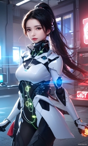 Mecha Girl 4k167p AI Mecha Girl Painting Wallpaper High quality Cyberpunk women (51)