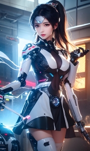 Mecha Girl 4k167p AI Mecha Girl Painting Wallpaper High quality Cyberpunk women (49)